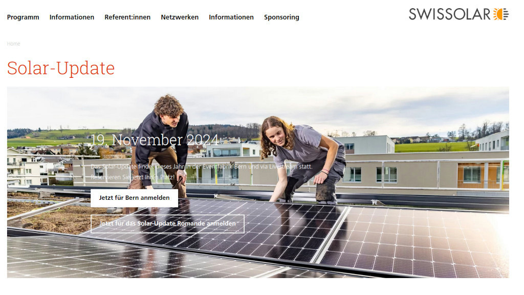 Solar-Update: Schweizer PV-Branche trifft sich im Herbst in Bern