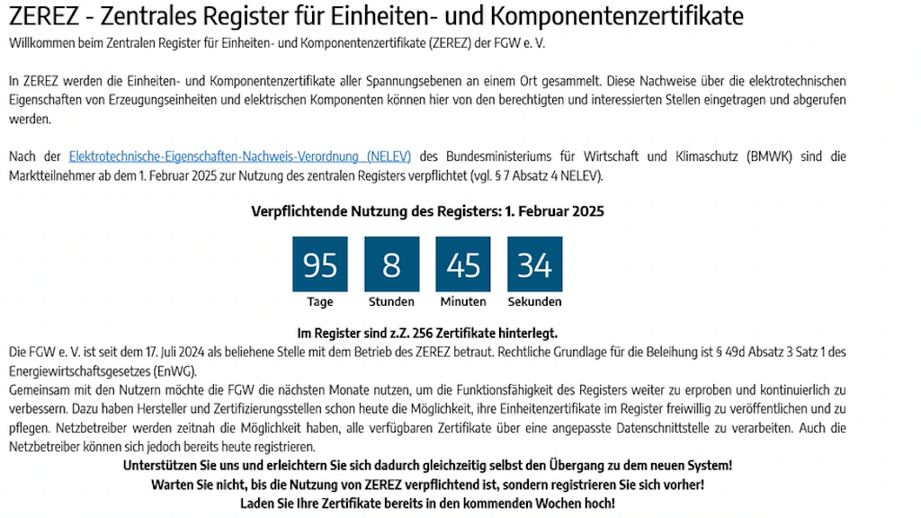 Zerez: Register für Zertifikate ab Februar 2025 verpflichtend