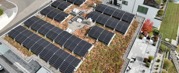 Das System von Ernst Schweizer ist vor allem für den Bau von Solaranlagen auf bestehenden Gründächern gedacht. Die ersten Projekte sind bereits umgesetzt. - © Foto: Ernst Schweizer
