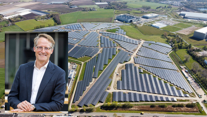 Joachim Goldbeck ist CEO der Goldbeck Solar Gruppe. Hintergrund: Der Solarpark in Bavelse Berg in der niederländischen Region Breda entstand auf einer Mülldeponie, die weiterhin genutzt wird. Er leistet 37 Megawatt. - © Goldbeck Solar