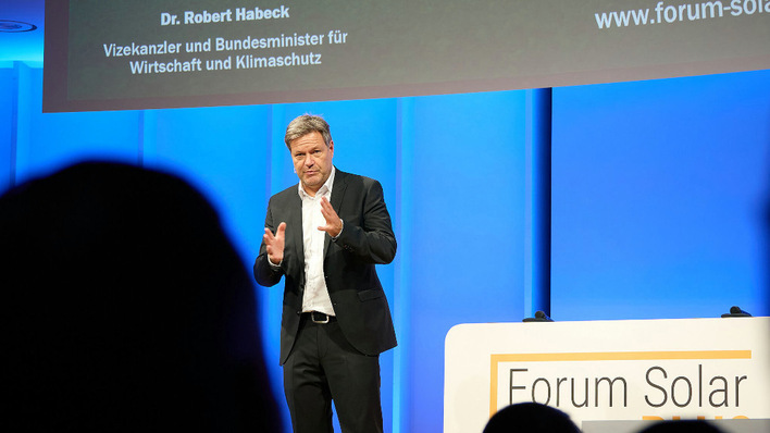 © Nicolas Det Robert Habeck hat auf dem Forum Solar Plus die nächsten Aufgaben für den Umbau des Energiesystems aufgezählt.
