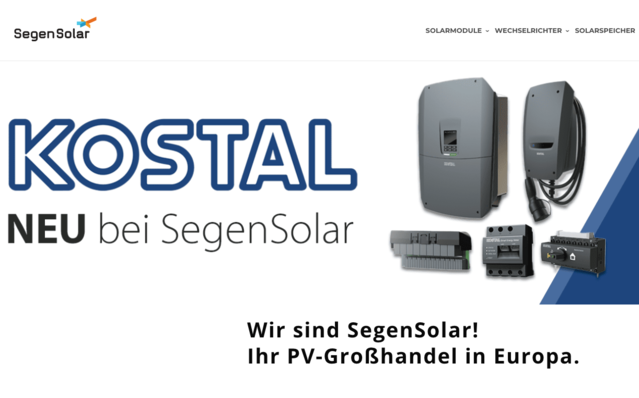 © Segensolar Kostal-Produkte sind neu im Portfolio des Großhändlers.