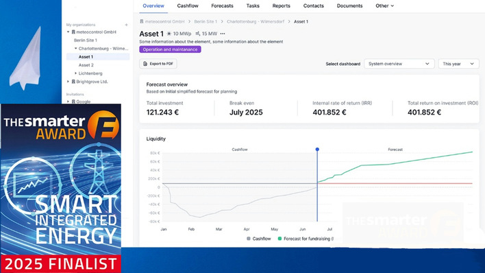 © Meteocontrol Mit dem neuen Assetpilot hat es Meteocontrol bis ins Finale der The smarter E Awards geschafft.
