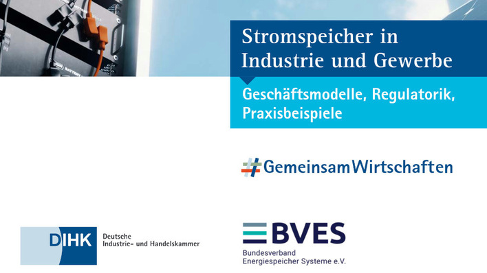 © BVES/DIHK Mit dem Leitfaden zeigen die Autoren die Möglichkeiten für den Einsatz von Speichern im Gewerbe.