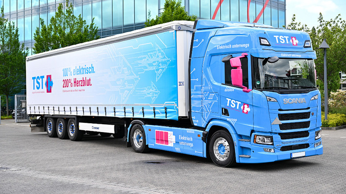 © Werner & Mertz Dreimal täglich bewältigt der neue Elektro-Lkw die 67 Kilometer lange Strecke von Mainz nach Worms und zurück.
